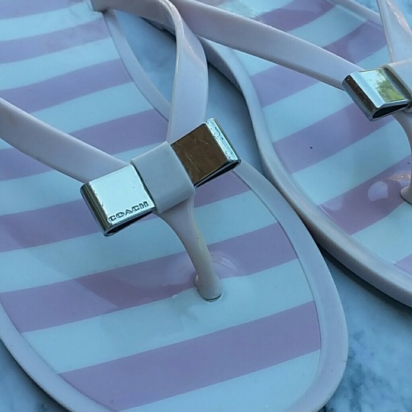 Coach Blush Pink Stripe Jelly Sandals - Picture 2 of 6